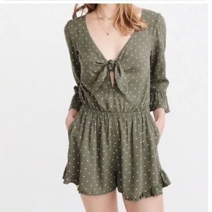 ABERCROMBIE GREEN POLKA DOT ROMPER